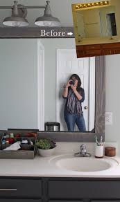 How To Frame A Mirror With Wood Tag Tibby Design Bathroom Mirror Makeover Rustic Mirror Frame Rustic Mirrors