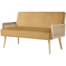 Comparez les prix et achetez en ligne pas cher. Archi Banquette 2 Places Cannage Finition Nid D Abeille Velours Jaune L 123 X P 72 X H 75 Cm Achat Vente Banquette Cdiscount