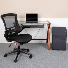 Desk locking computer armoire desk compact. Buy Work From Home Kit Glass Desk W Keyboard Tray Ergonomic Mesh Office Chair Filing Cabinet W Lock Side Handles In Orlando
