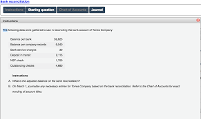 solved bank reconciliation instructions starting question