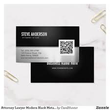 Attorney Lawyer Modern Black Metal Silver Qr Code Business Card Zazzle Com Qr Code Business Card Business Cards Printing Double Sided