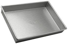 Usa Pans 9 X 13 X 2 1 4 Inch Aluminized Steel Rectangular Cake Pan With Americoat Cake Pans Shortbread Bars Moist Cakes