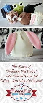 Free Pattern Fleece Bunny Hat With Video Tutorial Easy Fleece Hat Pattern Sewing Hats Bunny Hat Fleece Hat Pattern