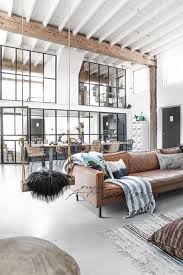 Industrial Decor And Leather Couch Interior Design Loft Living House Design