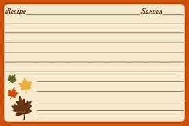 Printable Thanksgiving Recipe Card Fall Leaves Recipe Cards Scrapbook Printing Printable Recipe Cards