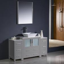 54 inch single sink bathroom vanity in white with offset sink $2,208.00 $1,699.00 sku: Fvn62 123012gr Vsl Torino 54 Inch Gray Modern Bathroom Vanity W 2 Side Cabinets And Vessel Sink Fvn62 123012gr Vsl