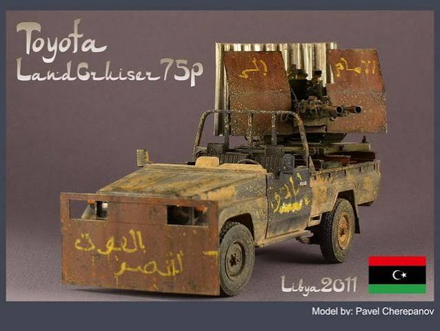 Libyan Rebel Toyota Land Cruiser HZJ75P pickup truck with a ZU-23-2 anti-aircraft gun. model by by Pavel Cherepanov : r/shittytechnicals