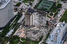 Two days after the collapse of a seaside florida building, authorities said they would help a view shows the partially collapsed residential building in surfside, near miami beach, florida, u.s. I3 3vcdxhlawim