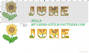 dish towels with sunflowers month june free cross stitch