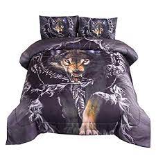 Wowelife wolf comforter sets twin 5 piece wolf bedding set blue with comforter, flat shee… see a full list on amazon.com. Buy Ntbed 3d Black Wolf Comforter Set Queen Breakout Wolf Bedding Comforter Nature Wildlife Creature Soft Lightweight Microfiber Bedding Quilt Sets For Teens Boys Online In Indonesia B07vhgnvh1
