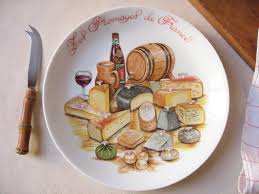 Plateau A Fromage Couteau Assiette En Porcelaine De Limoges Decor Fromages De France Couteau Manche Bambou Vi French Vintage Plates Decorative Plates
