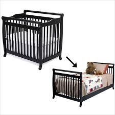 Davinci Emily 4 In 1 Convertible Mini Crib With Twin Bed Rails In Ebony Cribs Baby Crib Sets Mini Crib Bedding