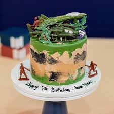 The combination of the peanut butter, vanilla and chocolate frosting . Army With Soldiers Cake In Military Color