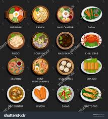 Japan is a wonderland of food. Big Set Of Asian Food Vietnamese Korean Indonesian Chinese And Japanese Cuisine Various Food Dishes Vector Flat I Makanan Dan Minuman Ide Makanan Makanan