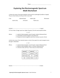 Waves and electromagnetic spectrum with answers worksheets. Math Worksheet