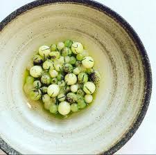 Compressed Apples And Cucumbers Blowtorched Cucumbers Lemon Gel Apple Food Molecular Gastronomy Food Presentation
