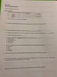 Students will be able to learn and practice knowledge concerning : Solved Biol 210a Chemistry Review Worksheet Dodomaniment Chegg Com