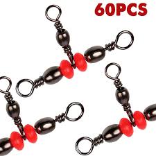 Agool Three 3 Way T Turn Swivel Fishing Swivels 60pcs Brass Barrel Triple Swivel Cross Line Fishing Line Connectors Tangle Sinker Slides For