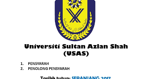 Universiti sultan azlan shah malaysia (usas) pada mulanya dikenali sebagai kolej islam darul ridzuan (kisdar) ditubuhkan pada tahun 1999 oleh majlis agama islam dan adat melayu perak dan didaftarkan dengan jabatan agama islam negeri perak di bawah enakmen kawalan sekolah. Jawatan Kosong Universiti Sultan Azlan Shah Usas
