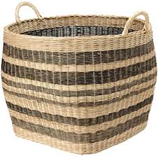 Compare prices & read reviews. Amazon Com Kouboo 1060042 Large Striped Wicker Storage Basket 26 5 X 26 5 X 27 5 Beige Black Home Storage Baskets