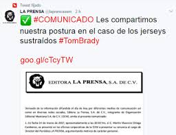 Pampas xv was an argentine rugby union team that was based in south africa when they participated in the south african second domestic competition, the vodacom cup between 2010 and 2013. La Prensa Ofrece Disculpas Por El Robo De Los Jerseys De Tom Brady El Siglo De Torreon