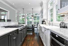Black White Galley Kitchen Galley Style Kitchen White Galley Kitchens Dining Room Renovation