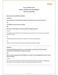 Important Questions For Cbse Class 11 Business Studies Chapter 1 Business Trade And Commerce