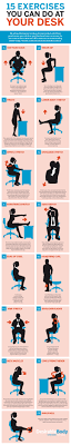 This Graphic Shows Bunch Of Desk Based Exercises For The Office Workout At Work Desk Workout Office Exercise