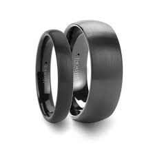Matching Rings Set Domed Brush Finished Black Tungsten Wedding Band 4mm 8mm Black Tungsten Wedding Band Tungsten Wedding Bands Tungsten Mens Rings