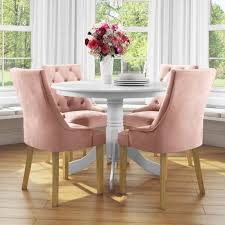 Home is where the food is. Small Round Dining Table In White With 4 Velvet Chairs In Pink Rhode Island Kaylee Furniture123