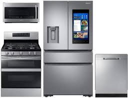 Expect to pay $1,100 to $18,500 for a fridge, range and dishwasher package along with $260 to $550 to install. Samsung 1039841 Appliances Connection