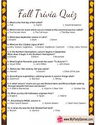 Challenge them to a trivia party! Free Printable Fall Trivia Quiz Trivia Quiz Free Trivia Questions Trivia