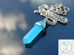 Organic type a burmese jadejade diameter: . Blue Jade Dyed Natural Crystal Point Pendant Gemstone Necklace Michael S Uk Jewellery