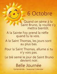 Ephéméride - Seasonal Calendar - 6 Octobre Dictons | Facebook
