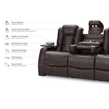 Seatcraft Omega Leather Gel Home Theater Seating Power Recline Multimedia Sofa With Adjustable Powered Headre Home Theater Seating Leather Seat Theater Seating
