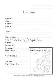 English language worksheets and online activities. Ukraine Fact Worksheet