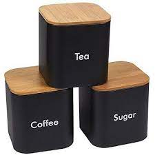 Maybe you would like to learn more about one of these? Juvale 3 Piece Stainless Steel Kitchen Canister Sets Coffee Sugar Tea Storage Jars Container With Bamboo Lid 1600ml Black Target