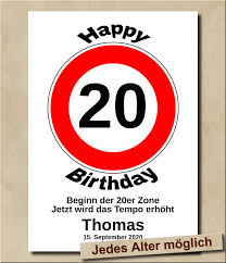 Verkehrsschild Geschenkidee 20 Geburtstag Bild Individueller Text Dekoration Ebay