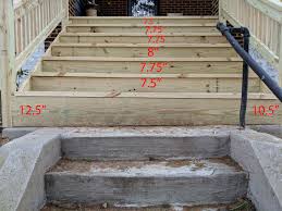 Use our stair and step calculator and get your total stinger length, riser dimensions, and more with what are the parts of a deck staircase? Hired Someone To Build Wooden Stairs For Front Of House Lots Of Little Inconsistencies Homeimprovement