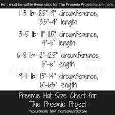 hat size chart for the preemie project crochet hat sizing