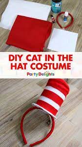Try This Diy Cat In The Hat Costume At Home Party Delights Blog Dr Seuss Costumes Book Day Costumes World Book Day Costumes