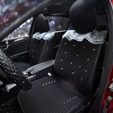 Black Mesh Car Seat Cover W Rhinestone Bling Crystals And Lace Five Pieces Set Car Seats Pink Car Accessories Bling Car Accessories