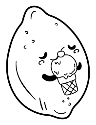 ⭐ free printable kawaii coloring book. Printable Kawaii Lemon With Ice Cream Coloring Page