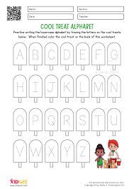 The letters of the alphabet that are used least frequently in the english language are q, j, z and x. Cool Treat Alphabet Practice Worksheet Kidpid