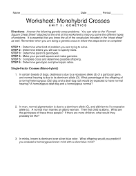 Genetics practice problems, also known as the genetics practice problems number three, is the third and final step in a process that leads to a doctor of medicine degree. Worksheet Monohybrid Crosses