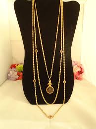 Vintage Goldette Signed Triple Strands With Four Round Swarovski Crystals And Intaglio Cameo In Topaz With Three Go Swarovski Crystals Rhinestone Jewelry Topaz