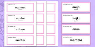 Let us have a look how the word mom is called in different 'mother' in different languages. Mum In Different Languages Cards