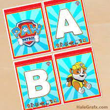 Free printable stickers of paw patrol. Free Printable Paw Patrol Alphabet Banner Pack