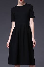 Black Crew Neck Short Sleeves Dress Crewneck Dress Pretty Dresses Casual Black Dresses Classy