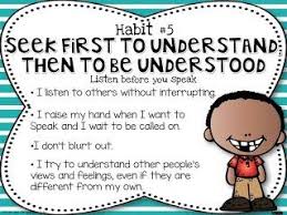 The 7 Habits Of Highly Effective Kids Mrs Weeks 4th Grade Class Leader In Me Seek First To Understand Seven Habits